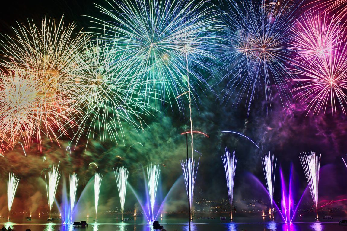 bright colorful fireworks for New Year's Eve