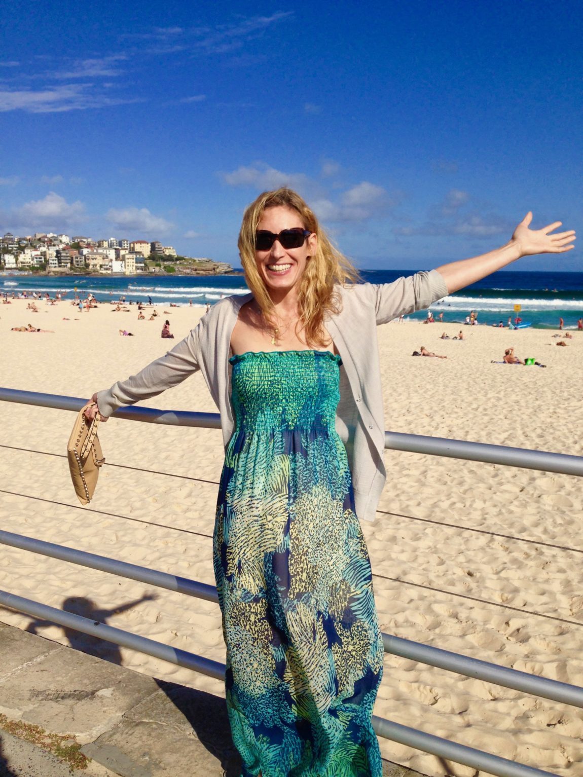 Merry shows her happiness to be at Bondi Beach