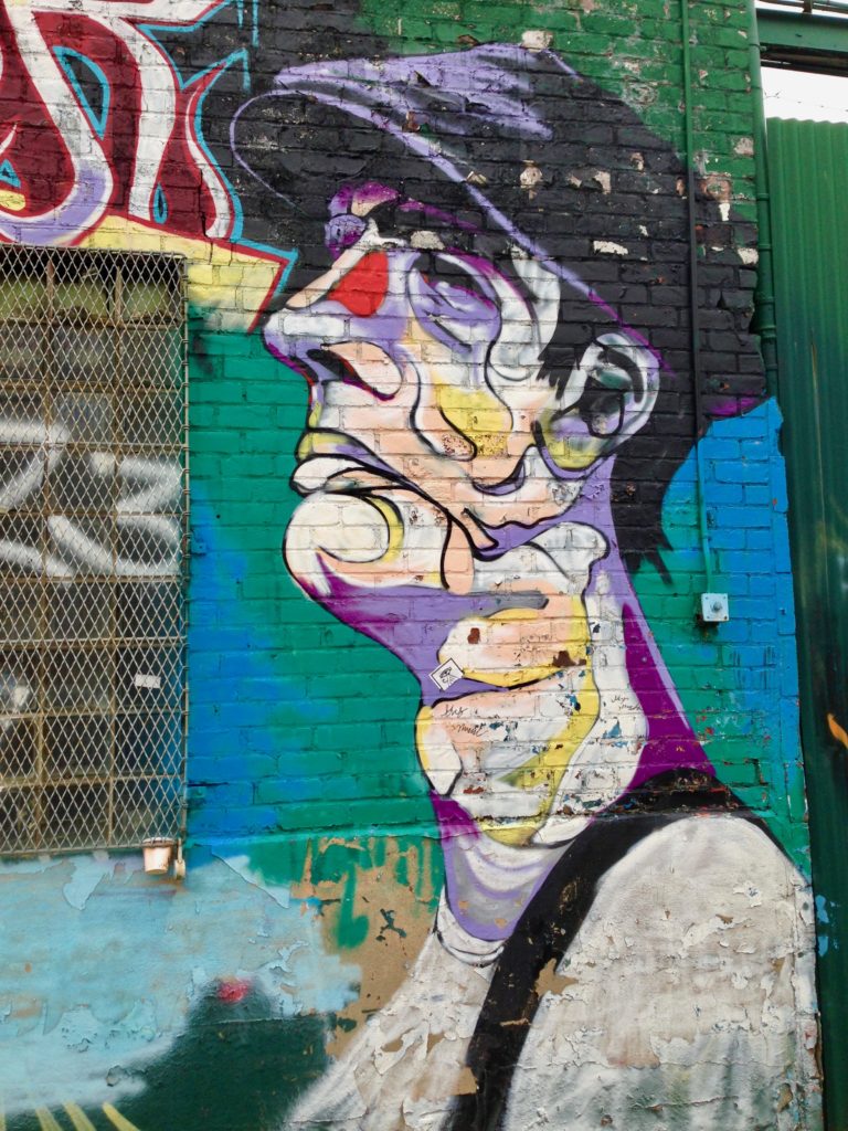 Graffiti on the side of a warehouse in Williamsburg brooklyn
