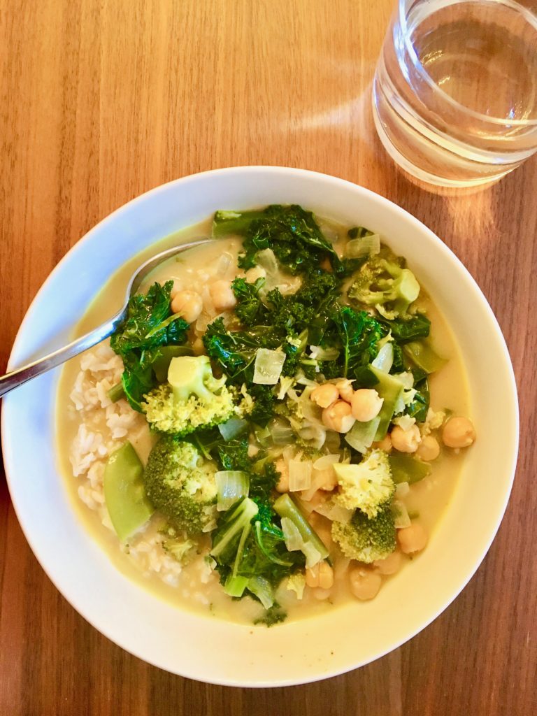 A whole food plant based recipe, Green Goddess Curry