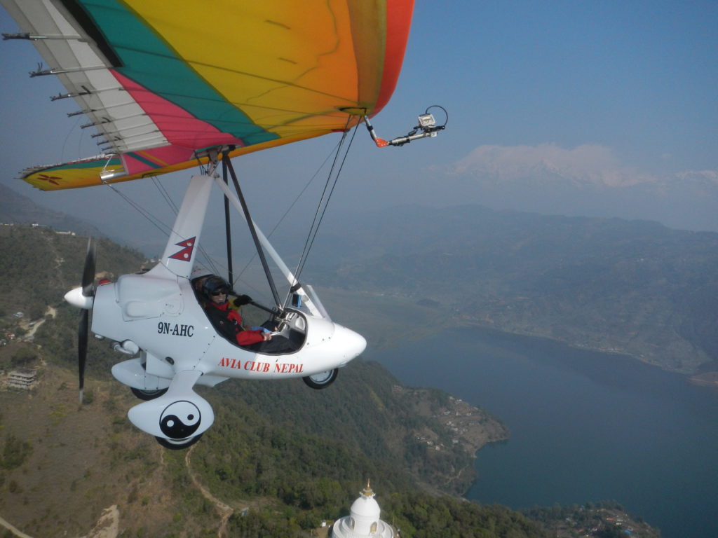 Merry Lerner experiencing her first ultra flight in Pokhara Nepal