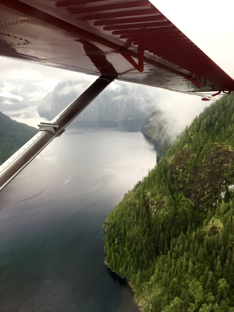 flying over the misty Fjord monument in Alaska