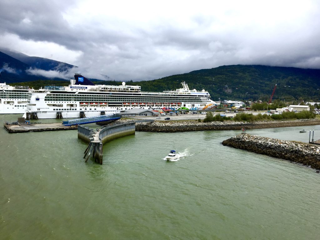Cruise ships docked at the port of Skagway