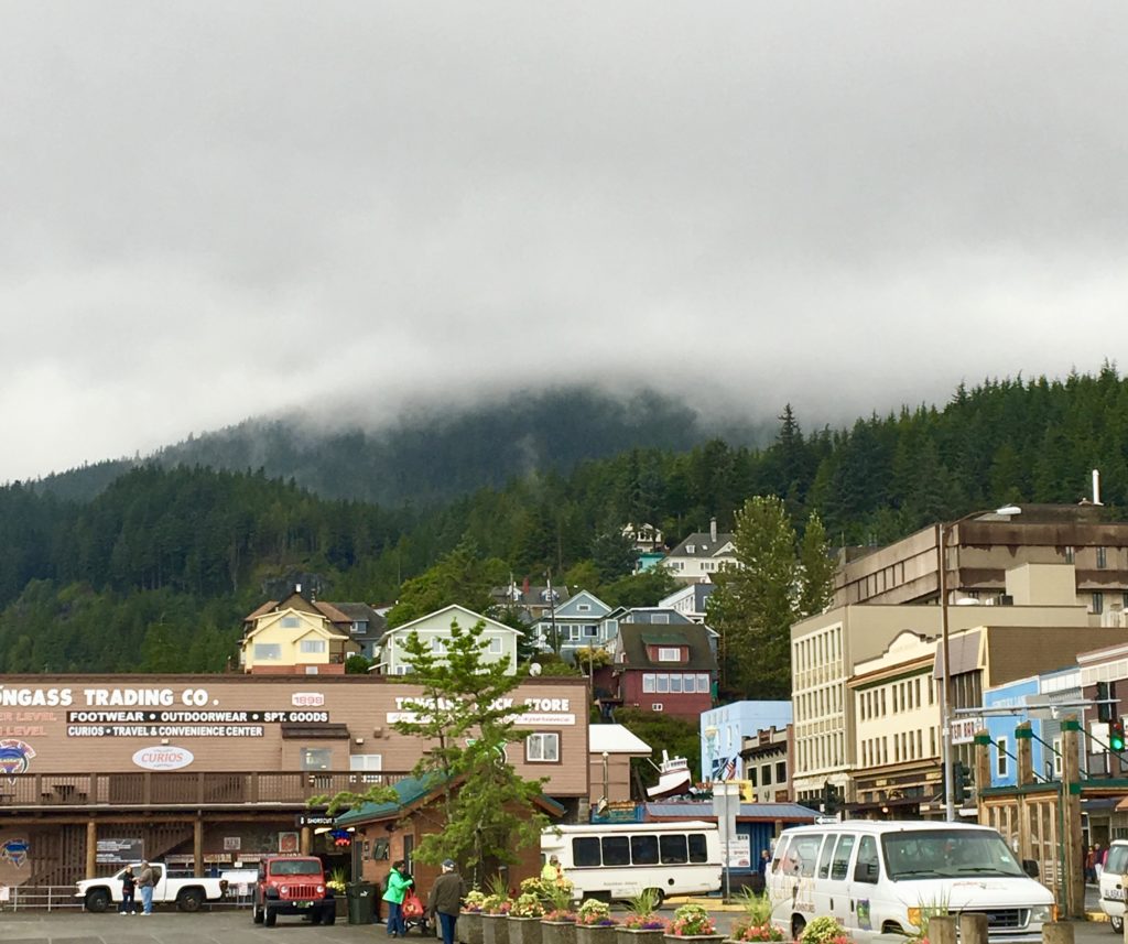 A view of the colorful buildings in downtown Ketchikan