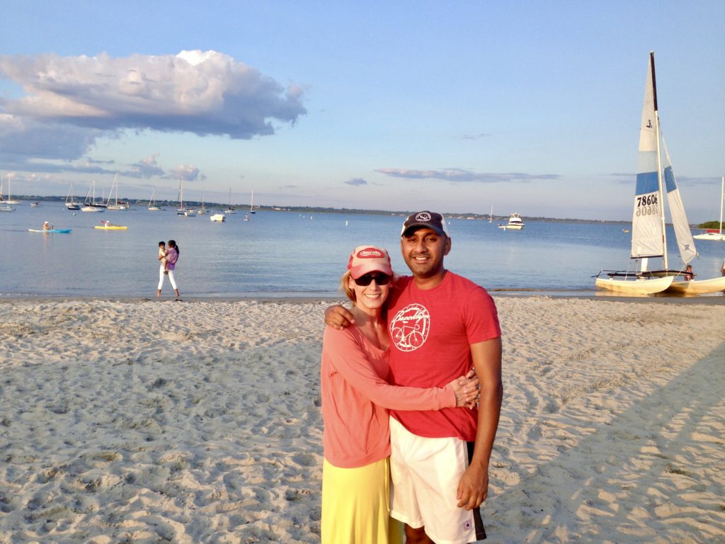Merry Lerner and her husband on the beach in Newport Rhode Island