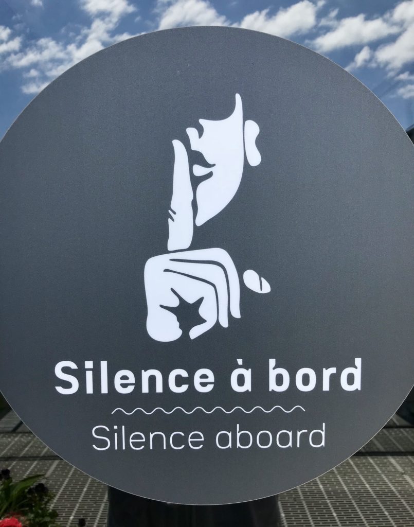 Silence on Board sign at Bota Bota