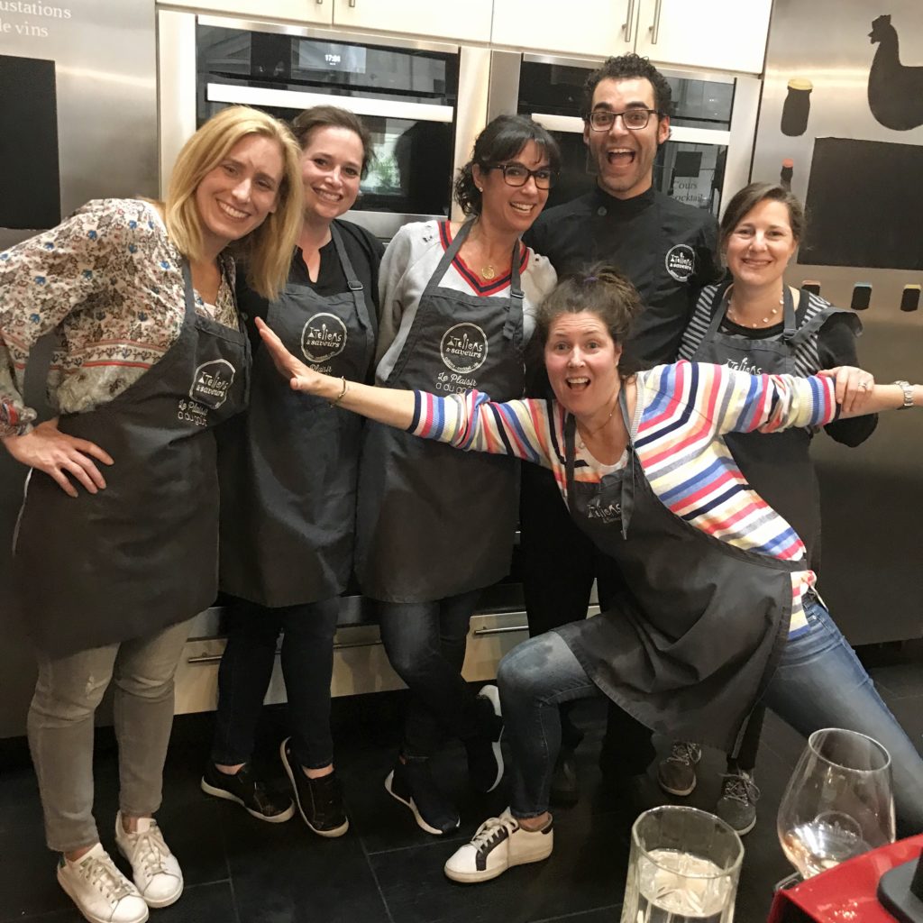 Merry Lerner and friends taking a cooking class at Ateliers & Saveurs in Montreal