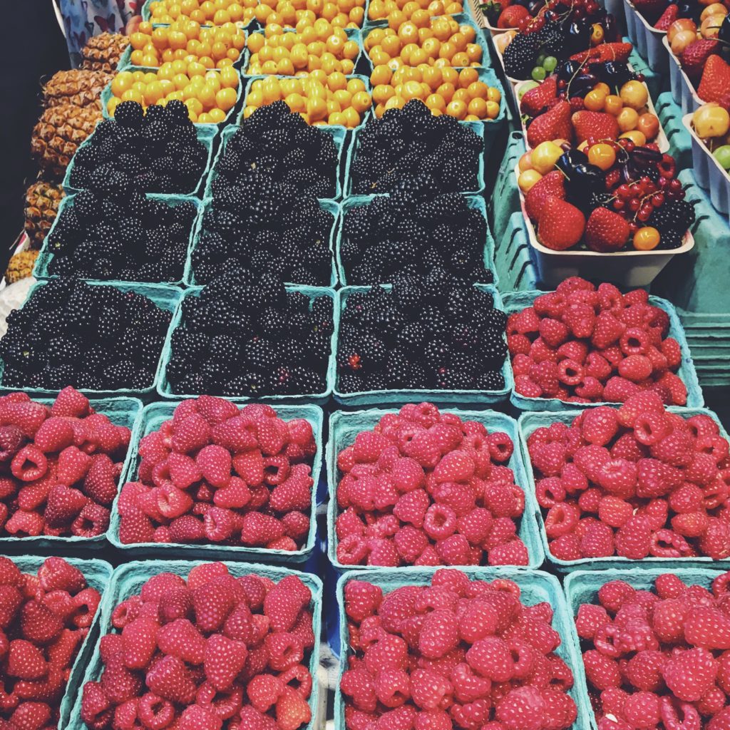 the fresh fruit at Granville Island Market in Vancouver