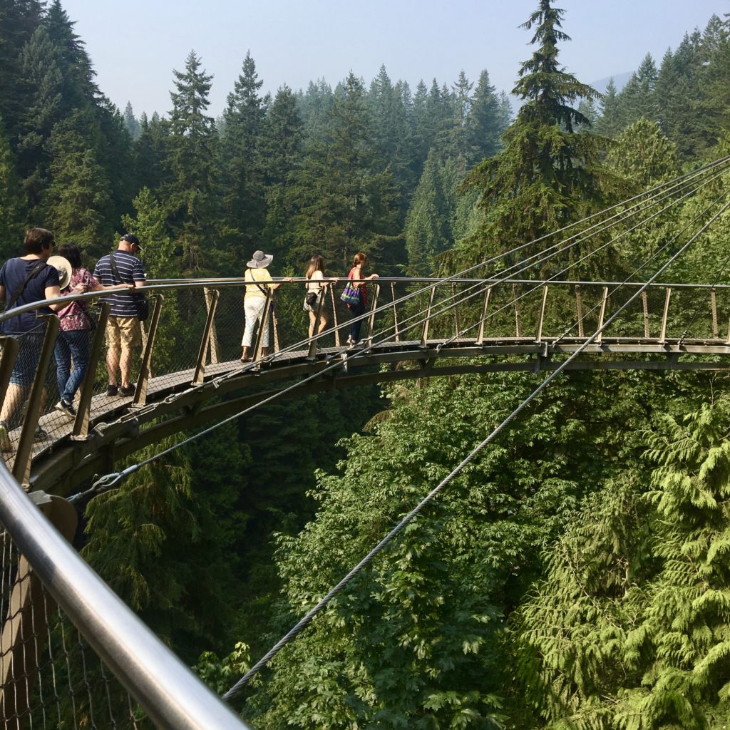 The cantilevered bridges at Capilano Suspension Bridge Park in Vancouver