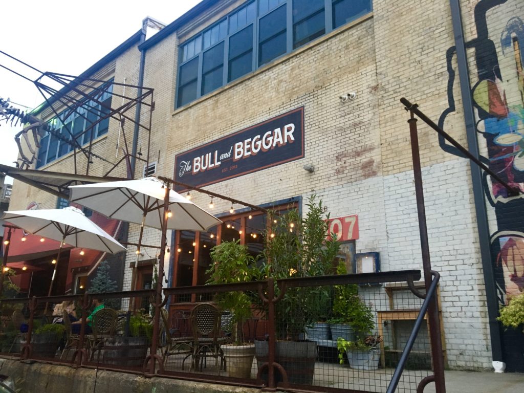 The industrial exterior of The Bull and Beggar