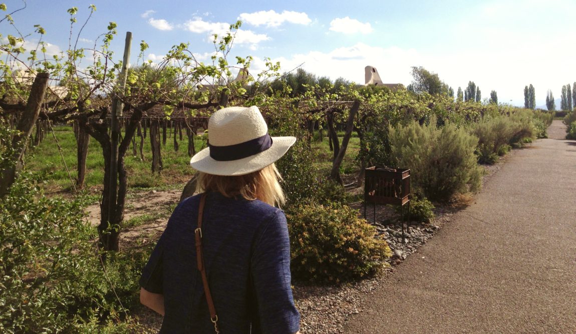 Merry Lerner walking in the vineyards in Mendoza