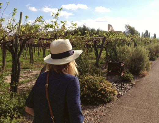 Merry Lerner walking in the vineyards in Mendoza