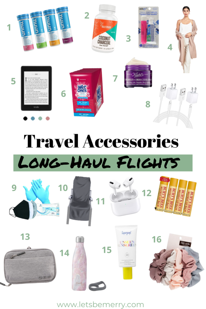 My Favorite Travel Accessories for Long-Haul Flights - Let's Be Merry